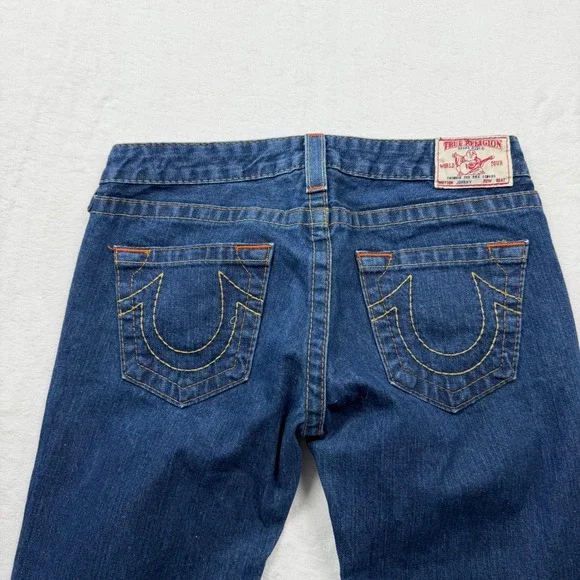 True Religion Bootcut Jeans Womens 28 Blue Excellent Low Rise Made in USA 04502
